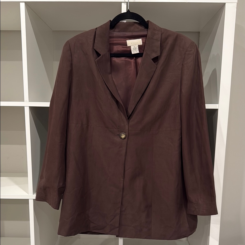 J. Jill Brown Single-Button Silk Blend Blazer